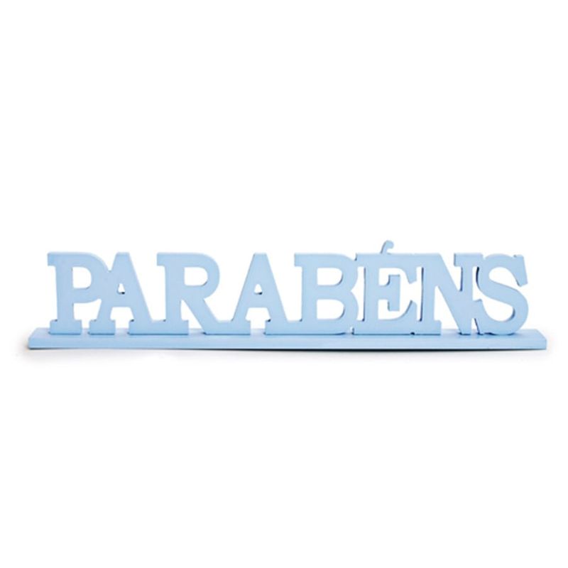 Letras Decorativas de Madeira Parabéns Azul