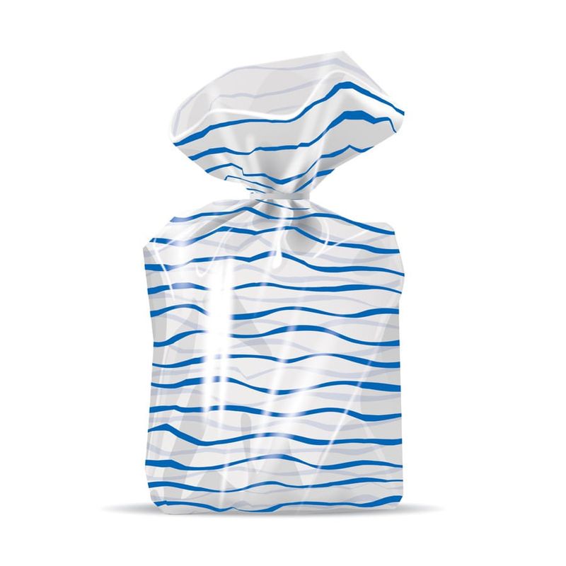 Saquinho Transparente Listrinhas Azul 10x15cm - 100 Un