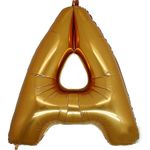 Balão Metalizado Gigante 86cm Liso Letra Dourado - A