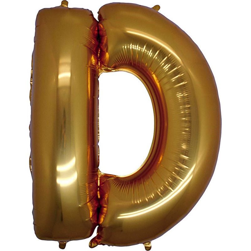 Balão Metalizado Gigante 86cm Liso Letra Dourado - D