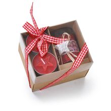 2 Tealight 1 Porta Vela Vermelha (Velas em Kits) - 1 Kit com 3 Peças