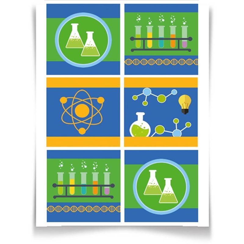 Adesivo Especial Quadrado Cientista - 12 Un