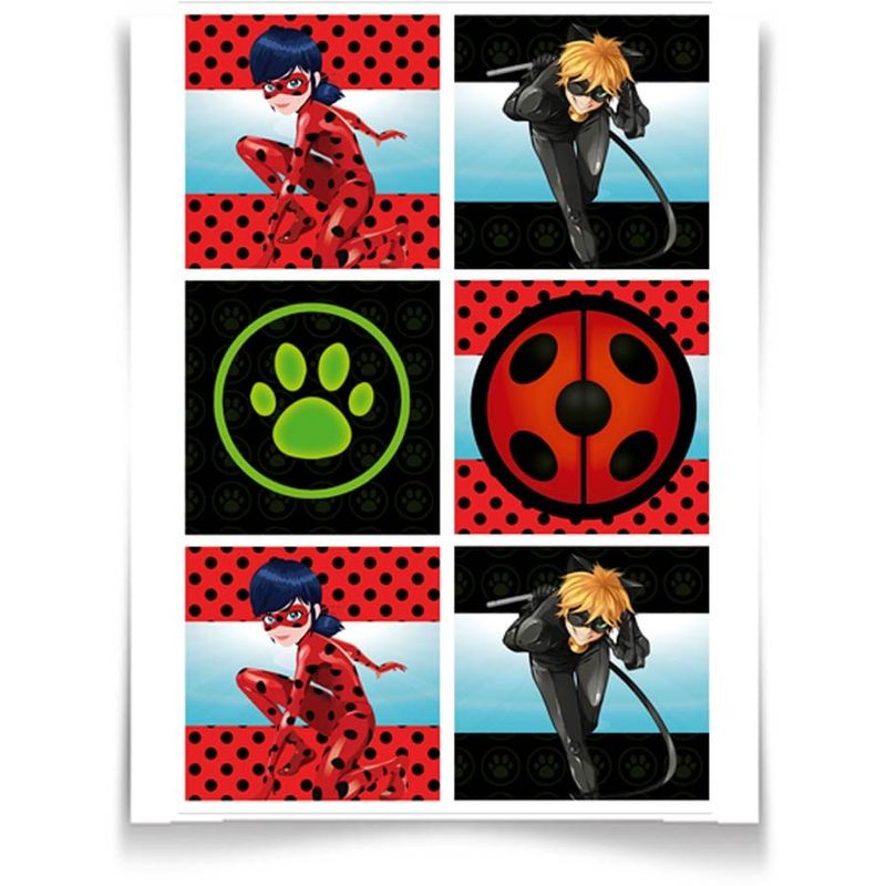 Festa Miraculous LadyBug - Adesivo Especial Quadrado Miraculous - 12 Un