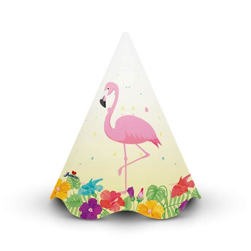 Chapéu de Aniversário Tropical Flamingo - 08 Un