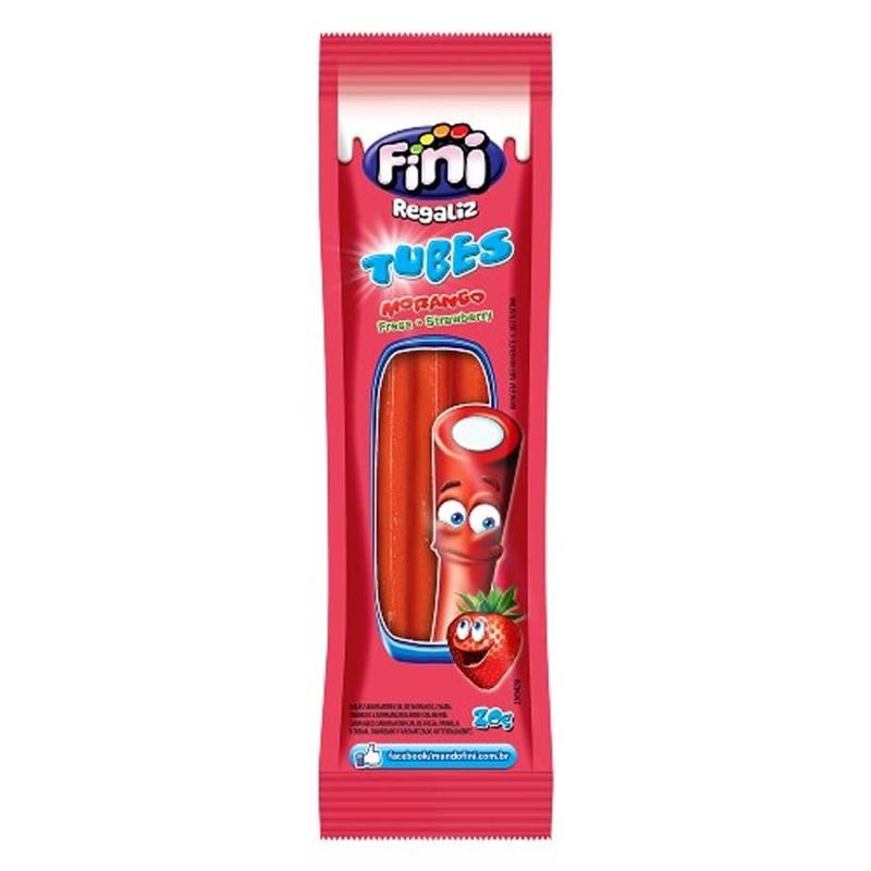 Pacote Bala de Gelatina Tubes Morango Doce Fini 17g - 12 Un