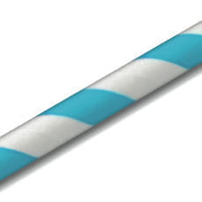 Canudo de Papel Listrado Azul Bebê - 20 unidades