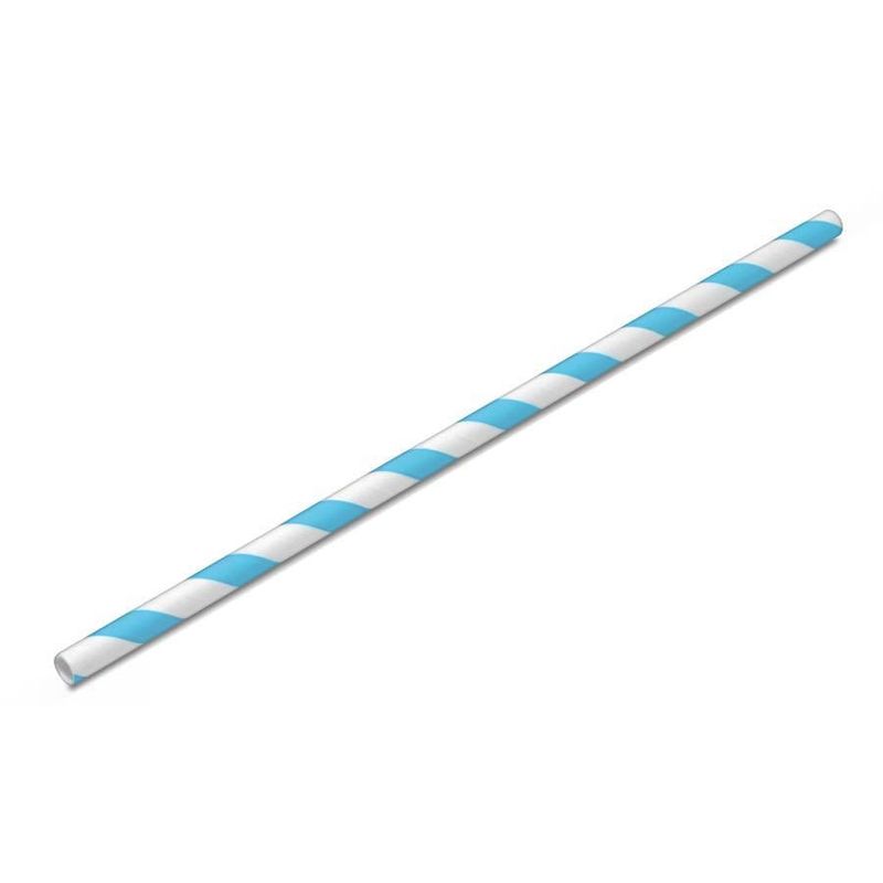 Canudo de Papel Listrado Azul Bebê - 20 unidades