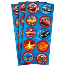 Festa Carros Disney - Adesivo Decorativo Redondo Cars Disney 3 - 03 Cartelas