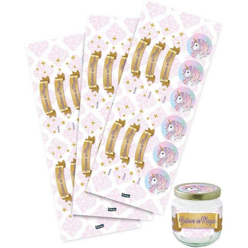 Festa Unicórnio - Kit Adesivo para 18 Potinhos - Unicórnio Festcolor