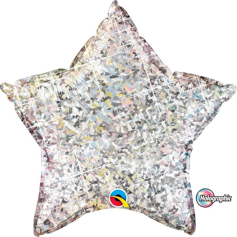 Balão Metalizado Qualatéx 50cm Estrela Holográfica - Prata