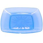 Prato Plástico Quadrado 15cm Elegance Neon Azul - 10 Un