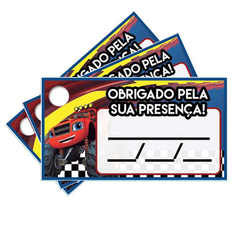 Festa Blaze Monster Machine - Tags com Furo Blaze - 15 Un