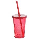 Copo de Vidro com Tampa e Canudo (240ml) Vermelho