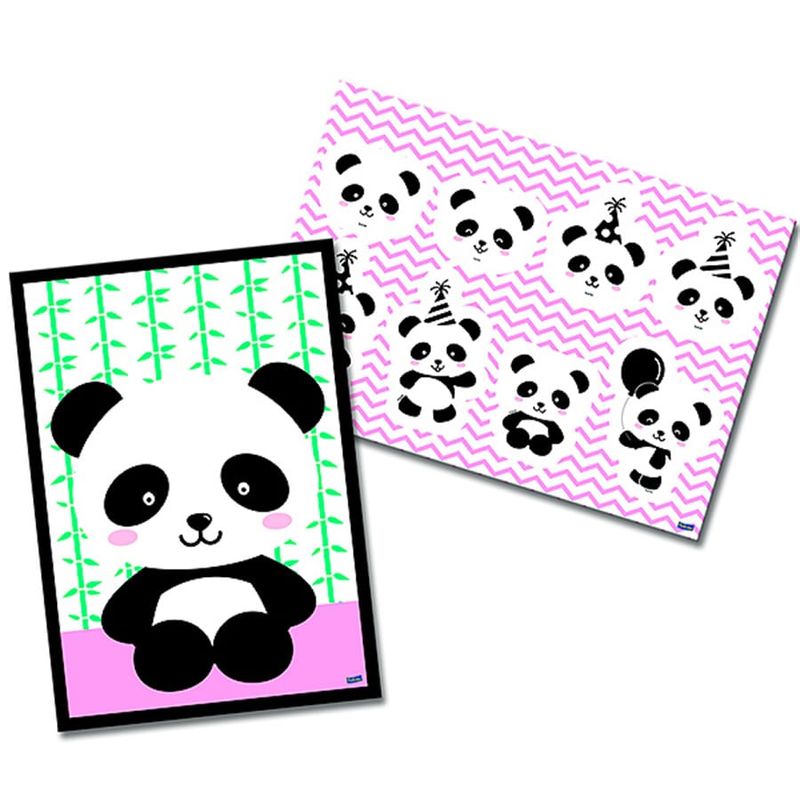 Kit Decorativo Cartonado Panda Rosa