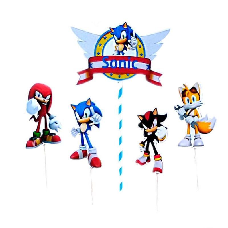 Festa Sonic - Enfeite para Topo de Bolo Sonic - 03 Un