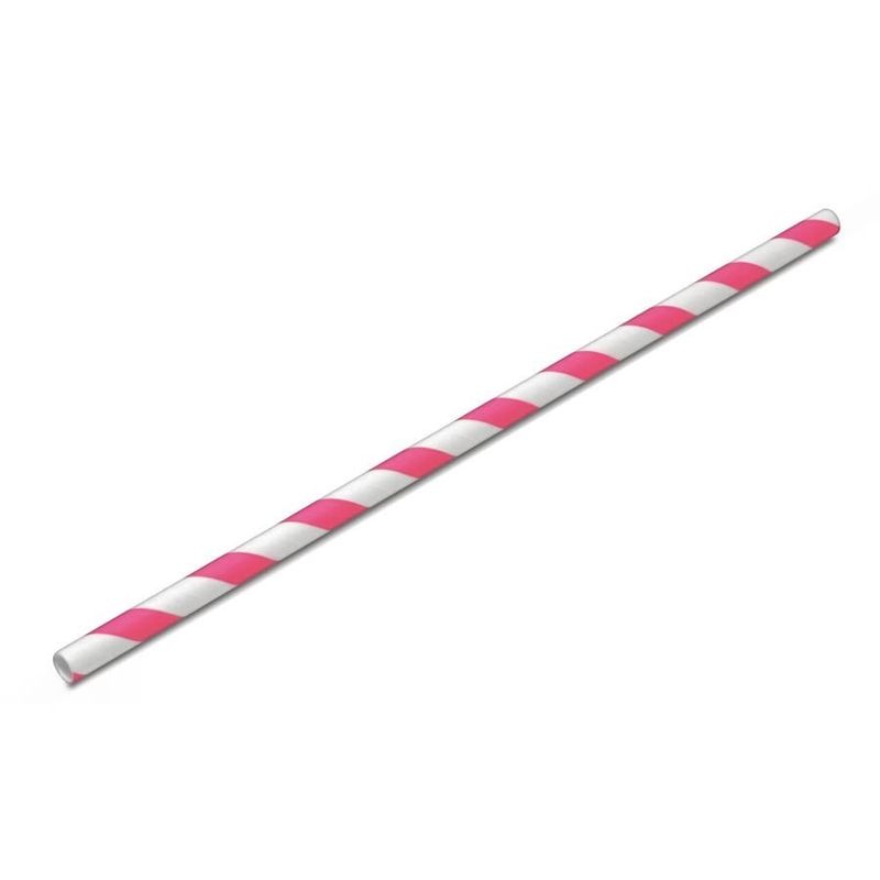 Canudo de Papel Listrado Pink - 20 unidades