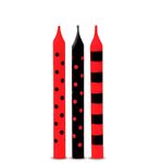 Vela Palito Vermelho e Preto - 12 Un