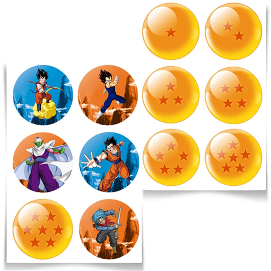Kit Festa Dragon Ball Z para imprimir 8  Decoração de festa dragon ball z,  Adesivos para tubetes, Tag para imprimir