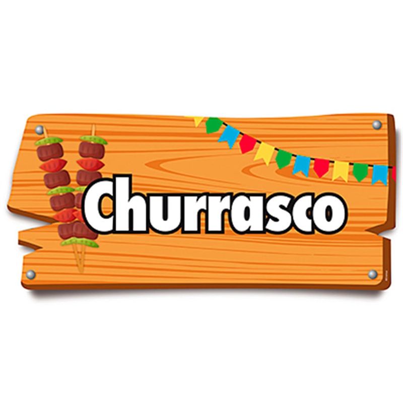 Arraiá Junino - Placa de Sinalização Churrasco