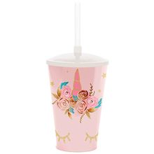Festa Unicórnio - Copo Plástico com Tampa 500ml