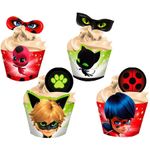 Festa Miraculous LadyBug - Forma para Cupcake e Enfeite Miraculous Ladybug - 12 Un