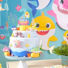 Festa Baby Shark - Kit Topo de Bolo Espeto 2 Anos