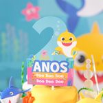 Festa Baby Shark - Kit Topo de Bolo Espeto 2 Anos