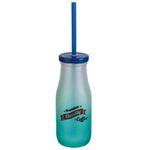 Garrafa de Vidro Degradê com Canudo (300ml) Azul