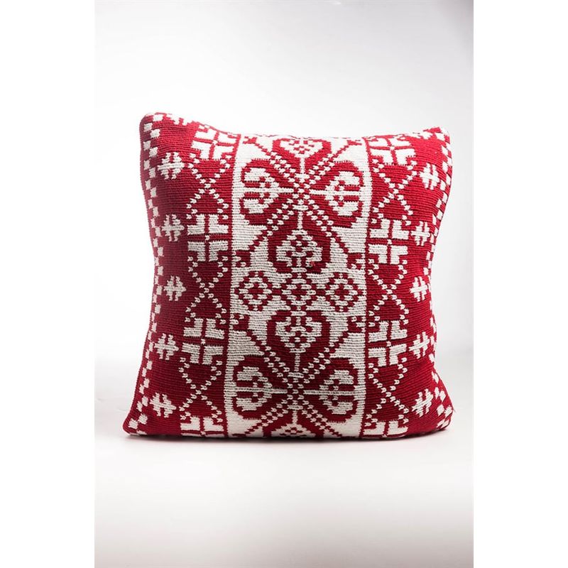 Almofada Tricotada Vermelho e Branco (Cusco)