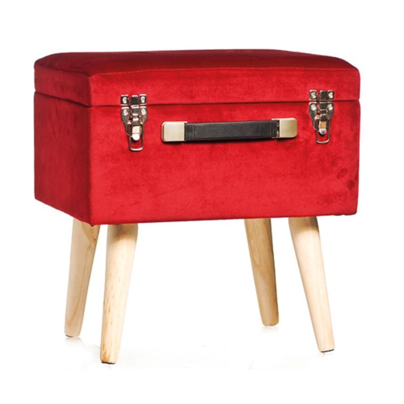 Banqueta Bau em Veludo Vermelho