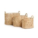 Cesta Oval com Alça de Palha Marfim