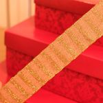 Fita Juta Listras Natural e Ouro 3,8 cm x 9,14 mts