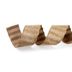 Fita Juta Listras Natural e Ouro 3,8 cm x 9,14 mts
