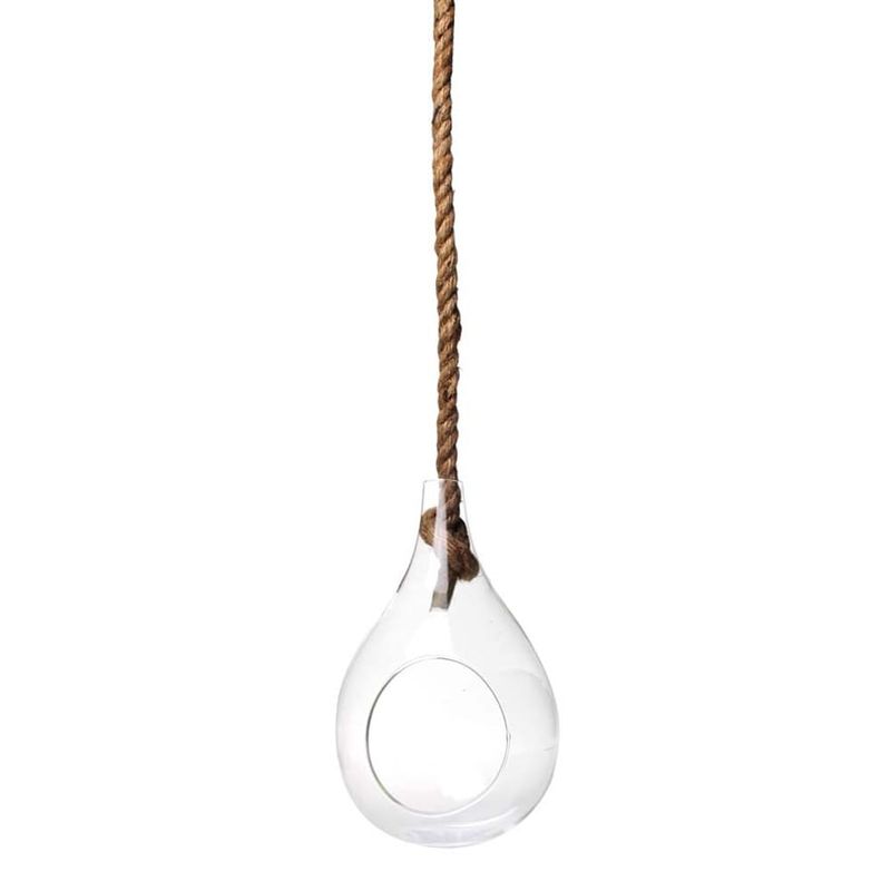 Porta Vela Suspenso Modelo Gota, em Vidro, com Abertura Frontal M