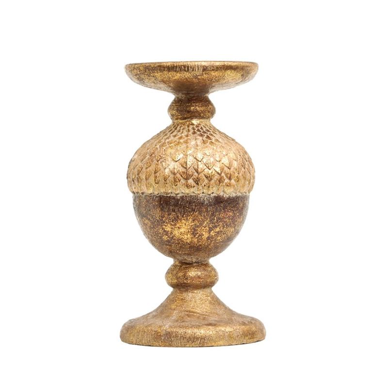 Porta Velas Base Avelã Marrom e Ouro 10cm (Marrocos)