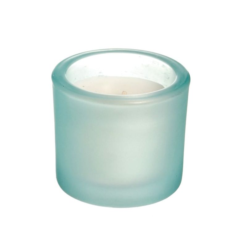 Vela em Copo de Vidro Azul Teal com Aroma Vanilla. - 3 Un