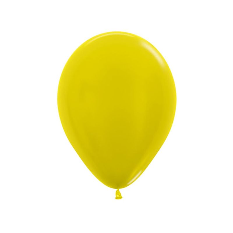 Balão Látex Metal Amarelo 12" / 30cm - 50 Un