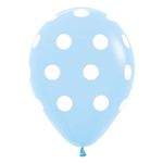 Balão Látex Impressão 360 Fashion Azul Claro com Bolinhas Branco 12" / 30cm - 50 Un