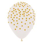 Balão Látex Impressão 360 Cristal Confete Dourado 12" / 30cm - 50 Un