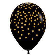 Balão Látex Impressão 360 Metalo Confete Dourado 12" / 30cm - 50 Un