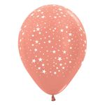 Balão Látex Impressão 360 Metal Estrelinhas Rose Gold 12" / 30cm - 50 Un