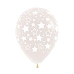 Balão Látex Impressão 360 Cristal Transparente Estrelas 12" / 30cm - 50 Un