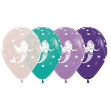 Balão Látex Impressão 360 Fashion Sereia Sortido 12" / 30cm - 12 Un