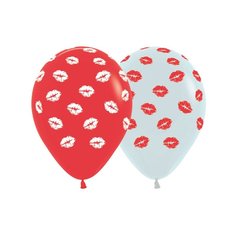 Balão Látex Impressão 360 Fashion Composê Beijos 12" / 30cm - 12 Un