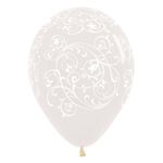 Balão Látex Impressão 360 Cristal Filigree Transparente 12" / 30cm - 12 Un