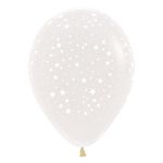 Balão Látex Impressão 360 Cristal Transparente Estrelinhas 12" / 30cm - 12 Un