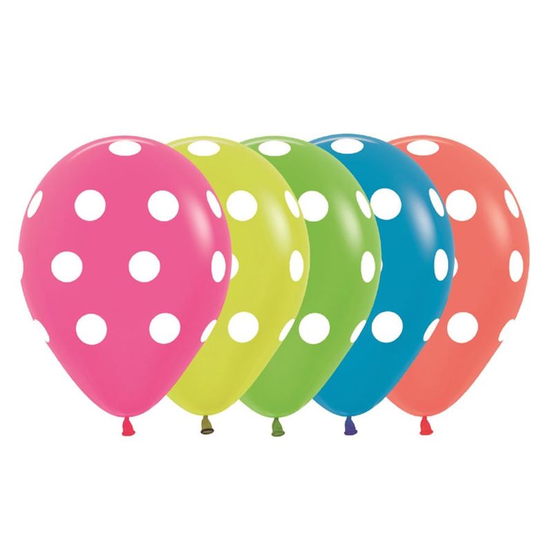 Balão Látex Impressão 360 Neon Feliz Aniversário Sortido 12 / 30cm - 12 Un  - Festas da 25