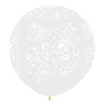 Balão Látex Impressão 360 Cristal Filigree Transparente 36" / 91cm - 2 Un