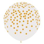 Balão Látex Impressão 360 Cristal Confete Dourado 36" / 91cm - 2 Un