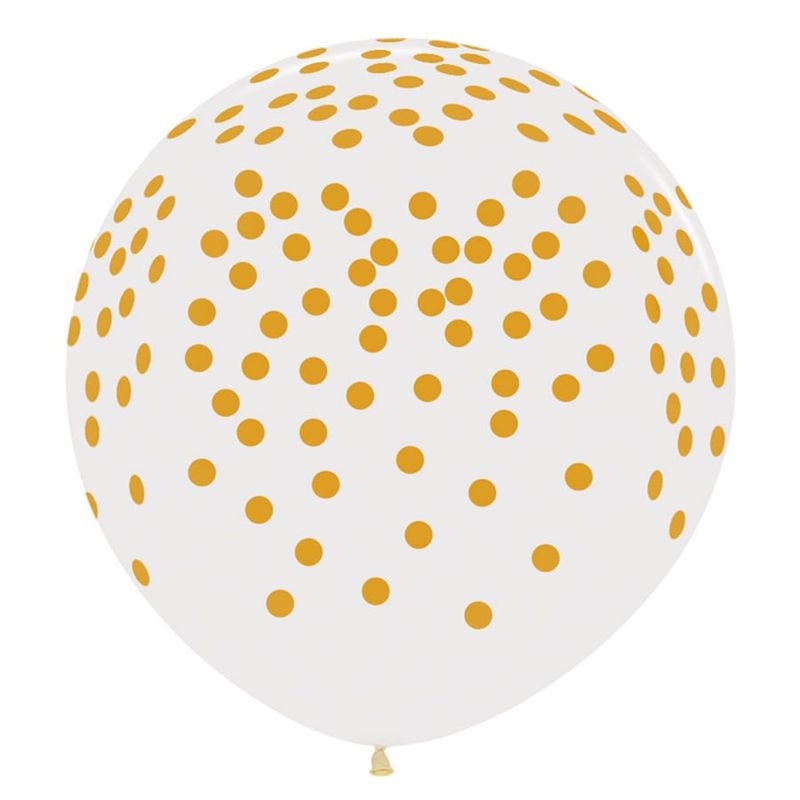 Balão Látex Impressão 360 Cristal Confete Dourado 36" / 91cm - 2 Un